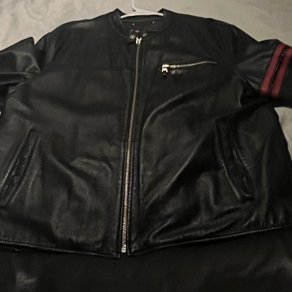 Wilsons Leather Black and Red Bomber Jacket